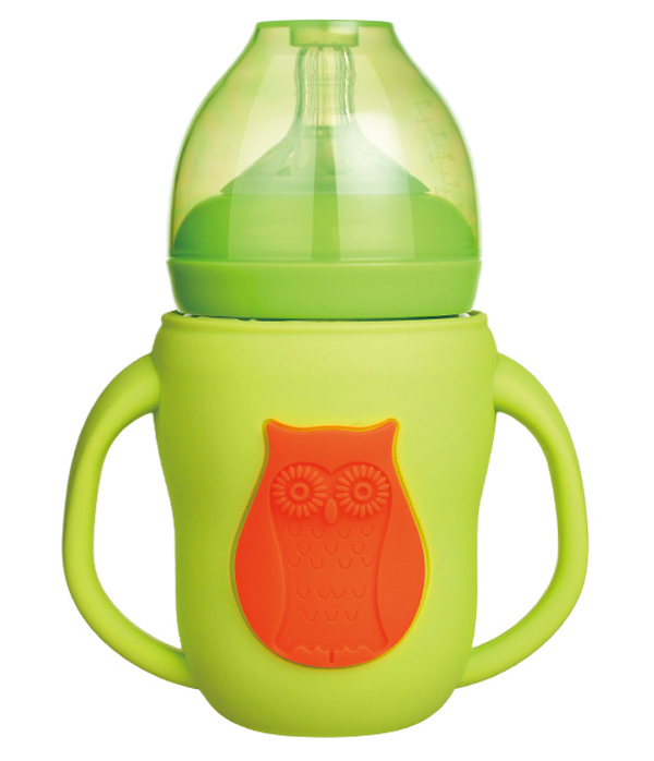 新優(yōu)怡硅膠保護(hù)層玻璃奶瓶 綠色 大