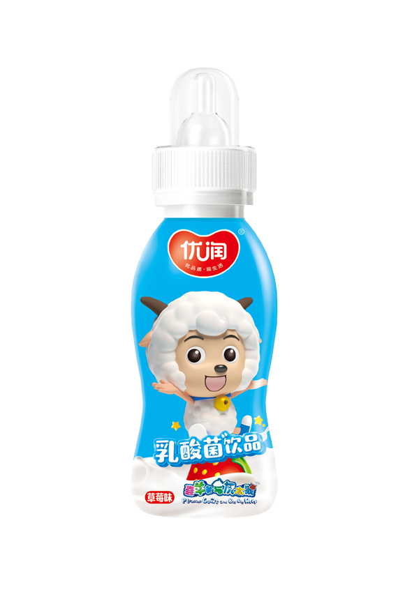 優(yōu)潤草莓味乳酸菌飲品 瓶裝紅色