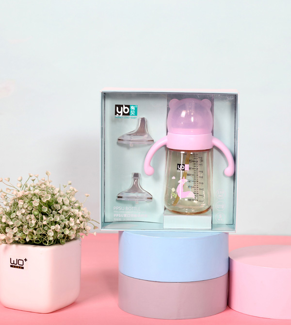 有貝PPSU寬口徑自動奶瓶套裝 粉色