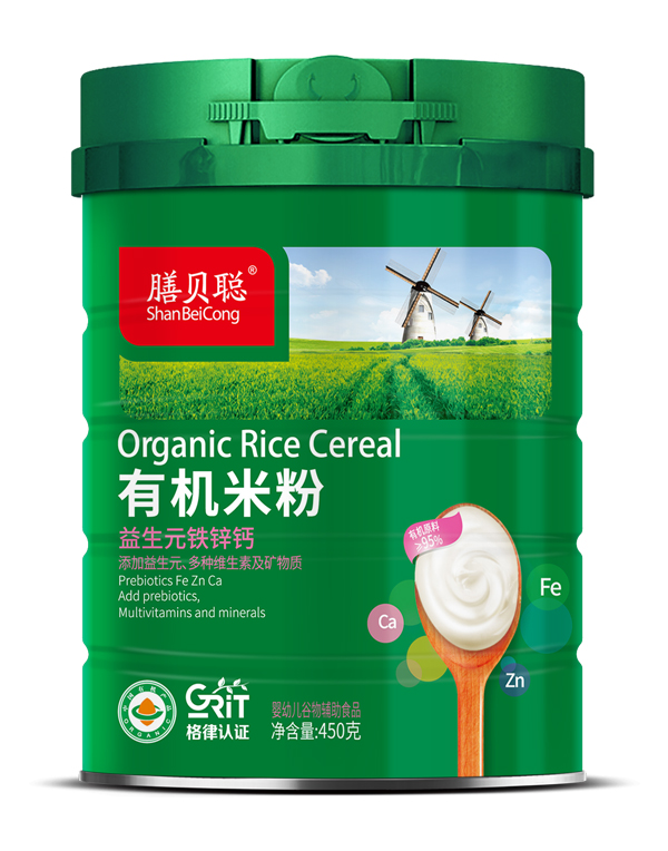 膳貝聰有機米粉(益生元鐵鋅鈣配方)450聽