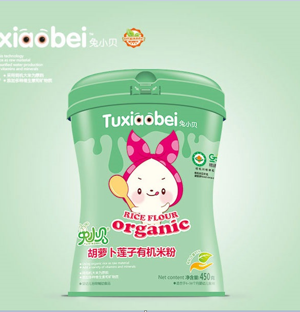 兔小貝胡蘿卜蓮子有機(jī)米粉 聽裝