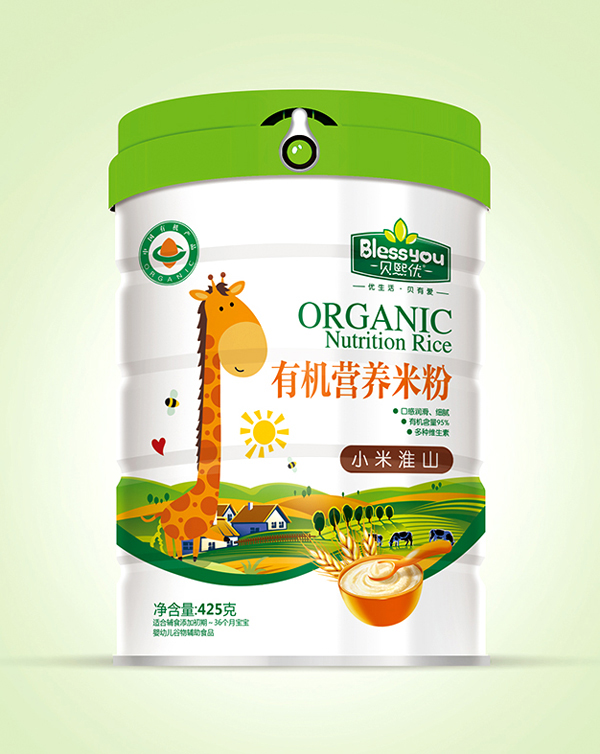 貝熙優(yōu)一標(biāo)一碼有機(jī)米粉425克聽裝(小米淮山)