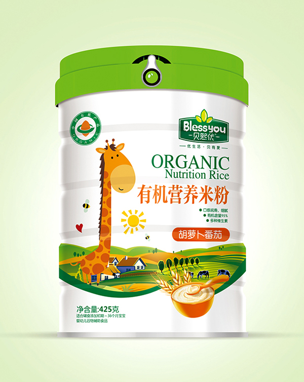 貝熙優(yōu)一標(biāo)一碼有機(jī)米粉425克聽裝(胡蘿卜番茄)