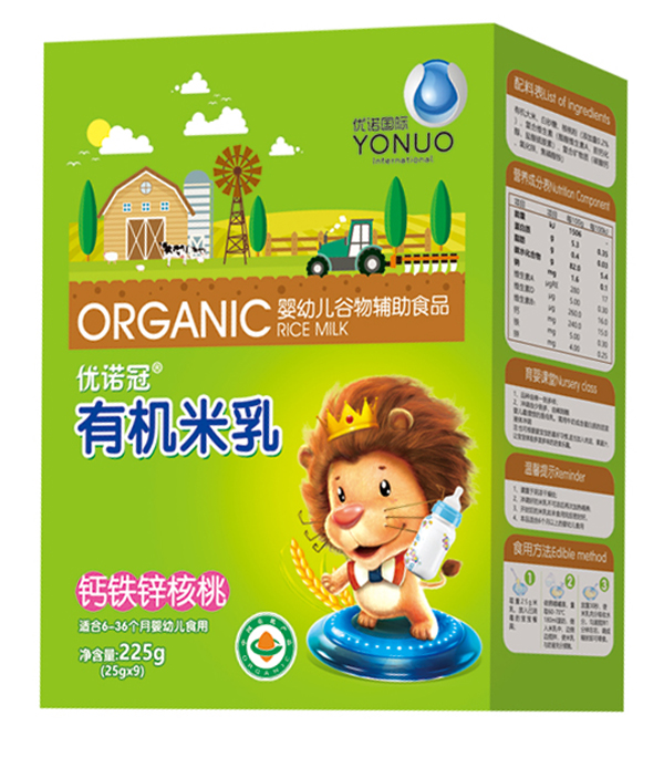 優(yōu)諾冠鈣鐵鋅核桃有機米乳 盒裝