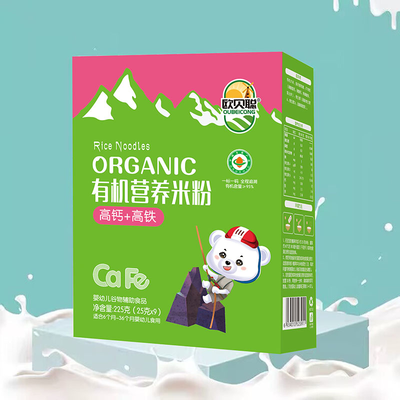 歐貝聰有機(jī)營養(yǎng)米粉盒裝 高鈣+高鐵