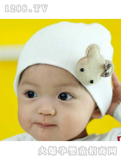 唯美小熊兒童套頭帽白