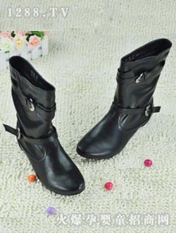 帶扣黑色yunf棉靴