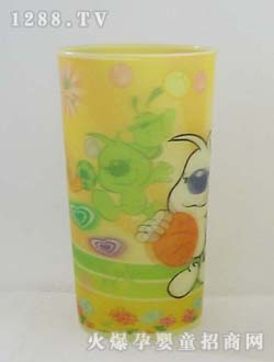 3D黃色直身兒童水杯