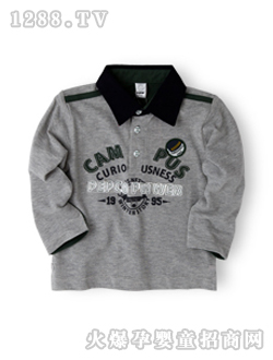 小豬班納童反領(lǐng)長(zhǎng)袖針織衫