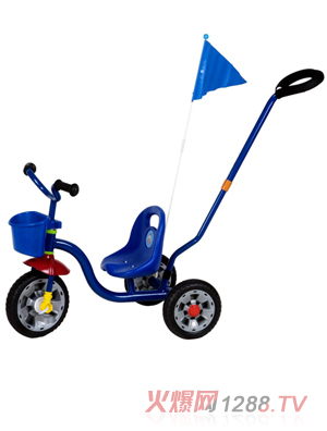 金六一長(zhǎng)推柄三輪童車