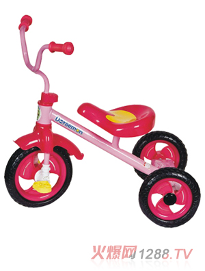金六一玫紅色三輪童車