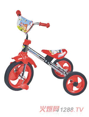 金六一紅色卡通三輪童車