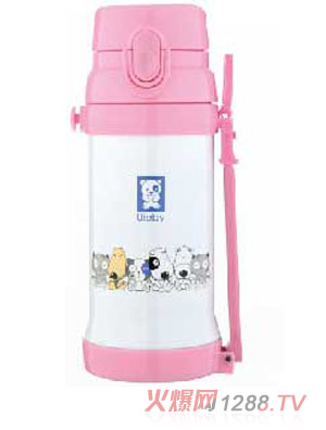 無(wú)雙寶貝保溫軟管壺650ML粉色