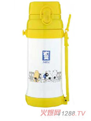 無(wú)雙寶貝保溫軟管壺650ML黃色