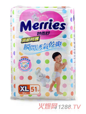 臺灣花王頂級呵護紙尿褲XL碼51片