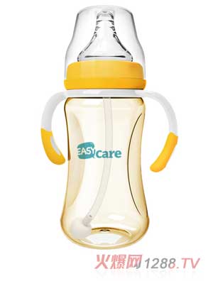 伊斯卡爾240mlPPSU自動(dòng)寬口徑奶瓶（黃）