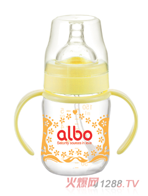 愛(ài)樂(lè)寶150ml自動(dòng)晶鉆玻璃奶瓶黃