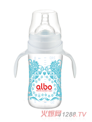 愛(ài)樂(lè)寶240ml寬口晶鉆玻璃奶瓶白