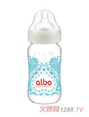 愛(ài)樂(lè)寶240ml寬口晶鉆玻璃奶瓶白