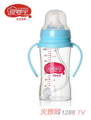愛嬰寶新生兒專用晶鉆玻璃奶瓶240ml