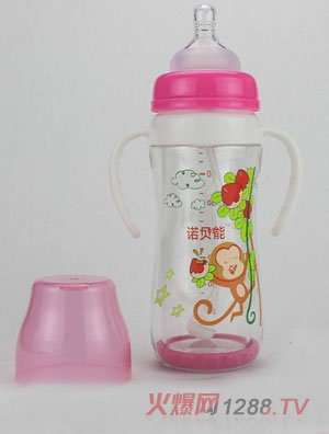 諾貝能yingye奶瓶大粉色猴子圖案