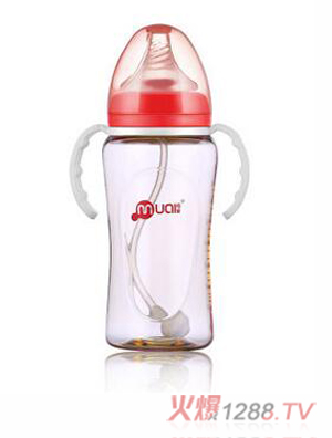 母愛PPSU寬口自動(dòng)奶瓶300ml安全耐摔紅