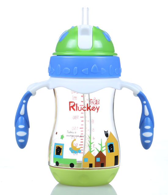 樂起PPSU帶吸管水壺240ml藍色